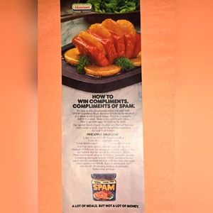 SPAM 1980 Hormel Vintage Print Ad Recipe For Pineapple SPAM Loaf Luncheon Meat